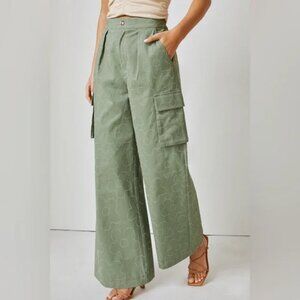 NWT Anthropologie avec les filles green embroidered floral pants size s